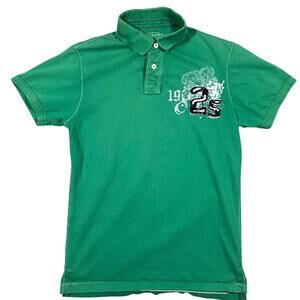 Y2K Polo Embroidered Shirt Green Vintage Style Skate Tee Medium